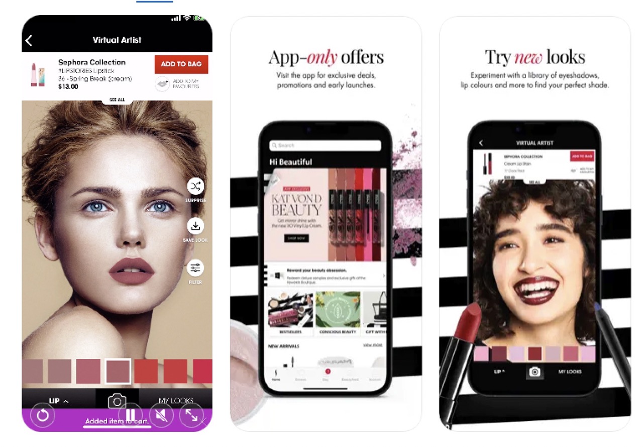 The Sephora Virtual Artist app, you can get a virtual makeover